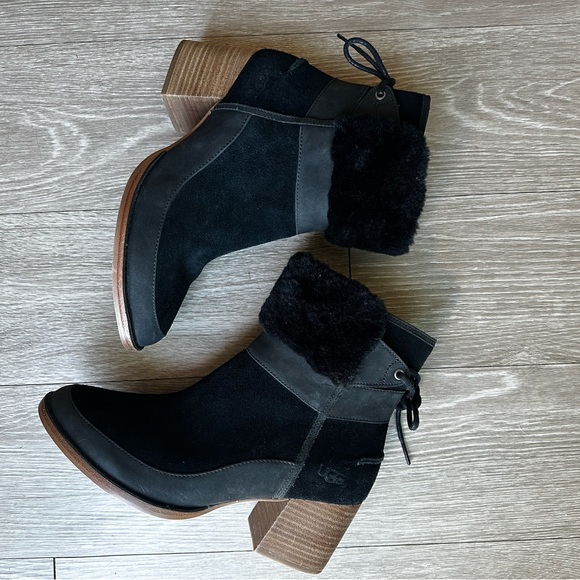 Ugg Women’s Kirke Stacked Heel Booties Black - Picture 11 of 13